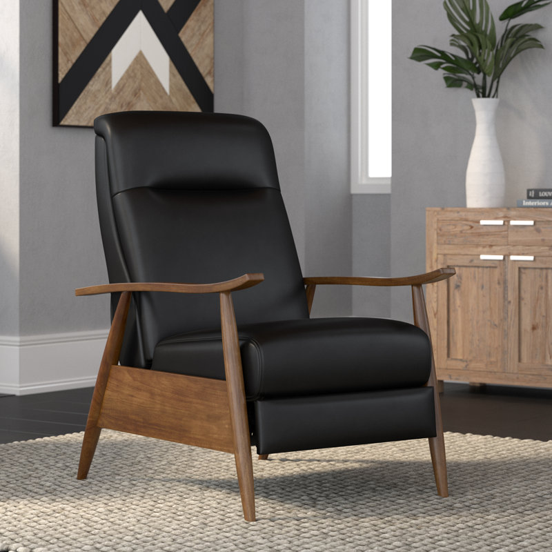 Fauteuil inclinable en cuir Imona, Similicuir noir