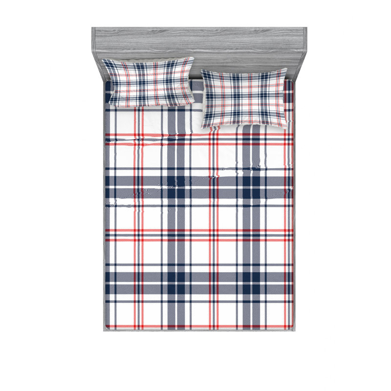 Ensemble de draps en microfibre géométrique, Ensemble de draps pour lit double avec un drap-hou, Géométrique