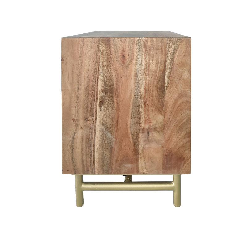 Carena 40cm W Solid Wood Bedside Table, Brown/Yellow