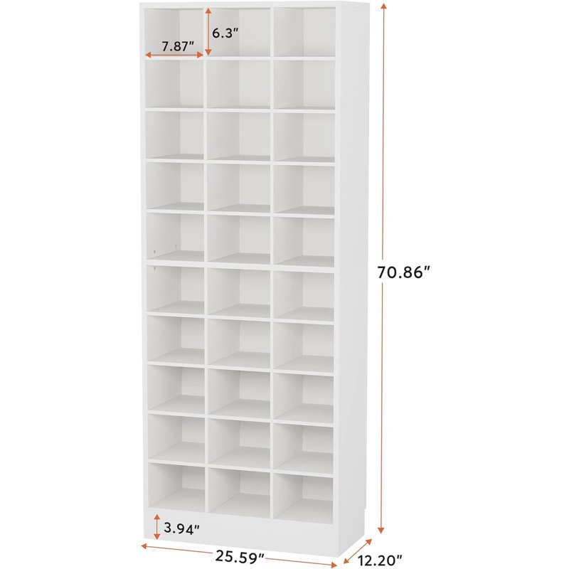 30 Pair Shoe Storage Cabinet, White