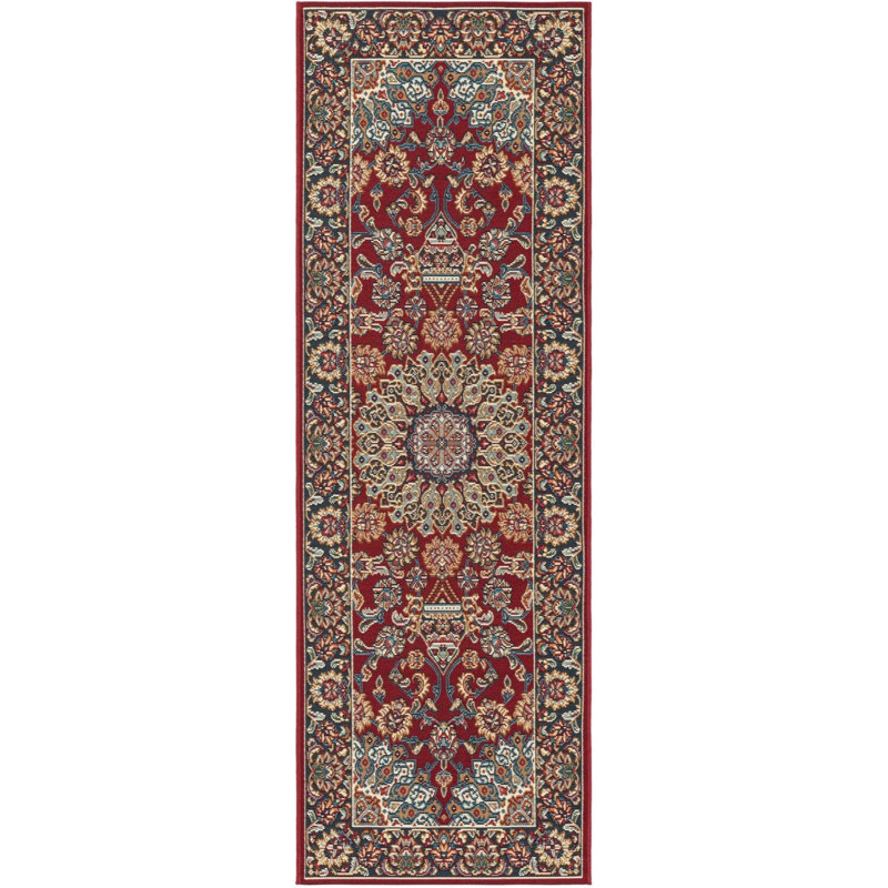 Tapis de couloir traditionnel de couleur rouge Tollefson, Tapis de couloir 2 pi x 6 pi 1 po