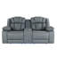 Console électrique, gris, 100%, DEL, console de rangement, porte-gobelets, prise de table rabattable, largeur de 37,38 po, tissu inclinable de 194,55 lb, poids du produit, hauteur de l'emballage de 27,5 po