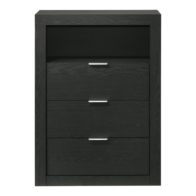 Commode 3 tiroirs avec tablette Hildebran, Noir