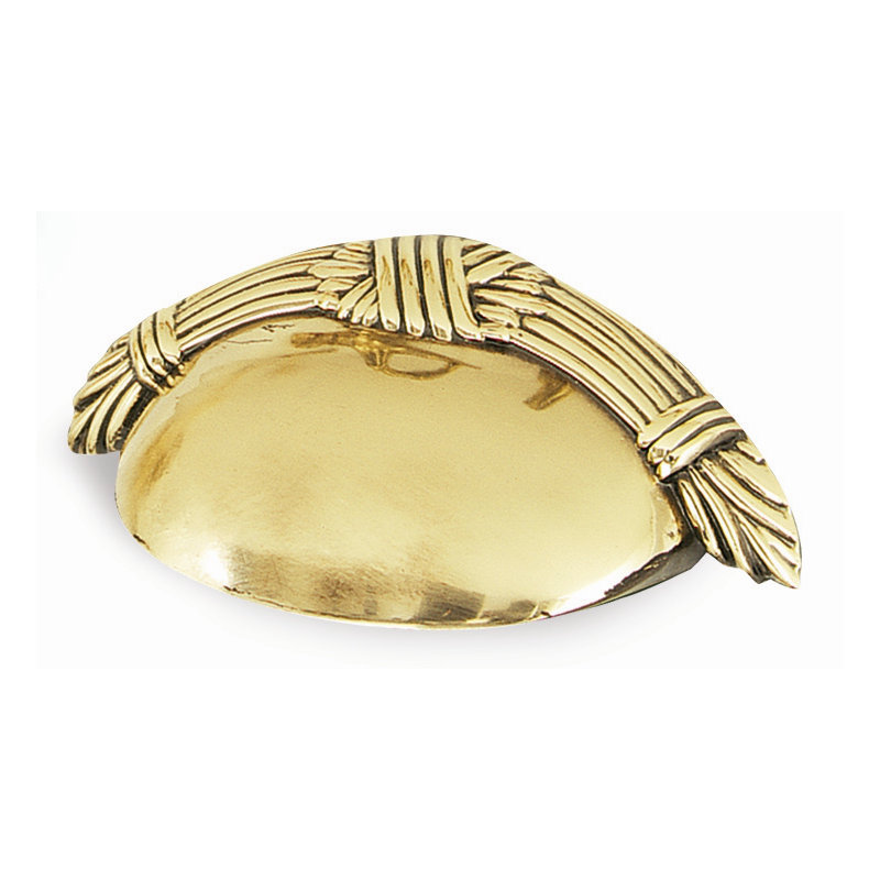 Ribbon And Reed Cup / Bin Pull, Polished Brass