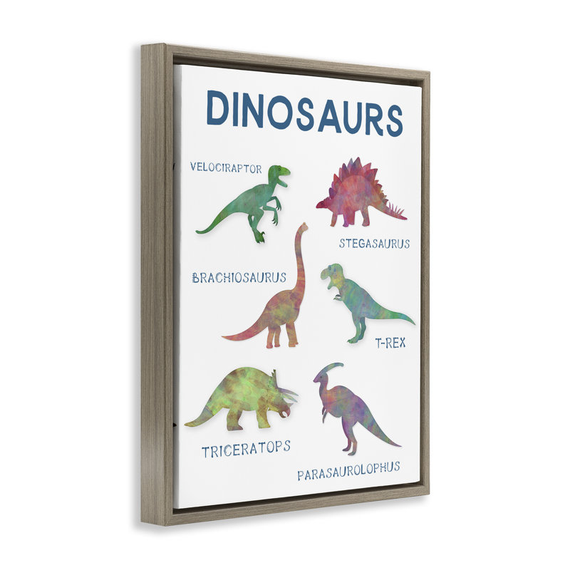 Simple Educational Dinosaurs Floating Frame, design by CAD Designs, 21" H x 17" W, Montalcino Elm Floater Frame