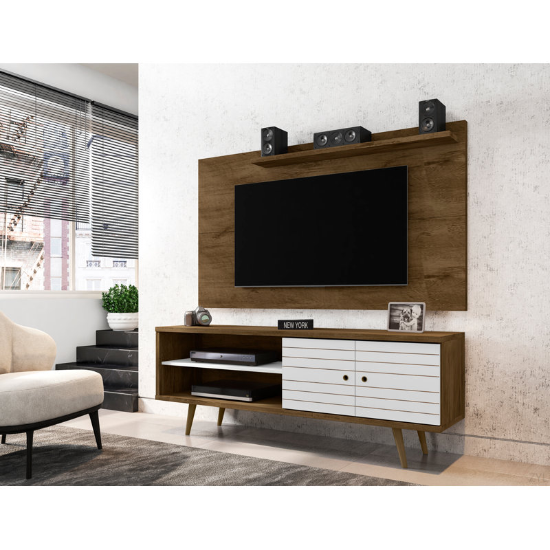 Meuble télé 63 po, Brun / Blanc