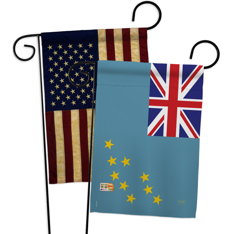 Ensemble de drapeaux décoratifs en polyester 2 faces 19 x 13 po 2 pièces tuvalu impressions