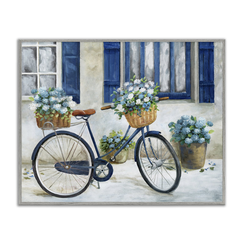 Vélo et maison de campagne, estampe numérique, design par Nan, H 24 po x l 30 po, Estampe numérique Farmhouse