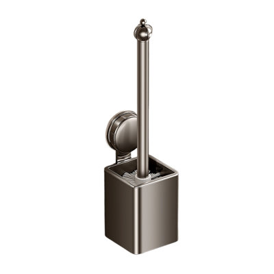 Aluminum Alloy Toilet Brush Set With Suction Cup, Modern Compact Bathroom Cleaning, 15x3.4x3.4in Gray