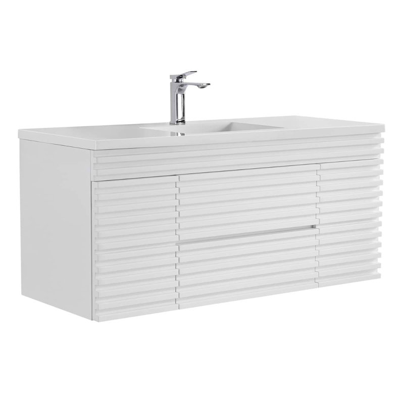 Gibson 48" Wall Mounted Single Bathroom Vanity with Top, White, 48"