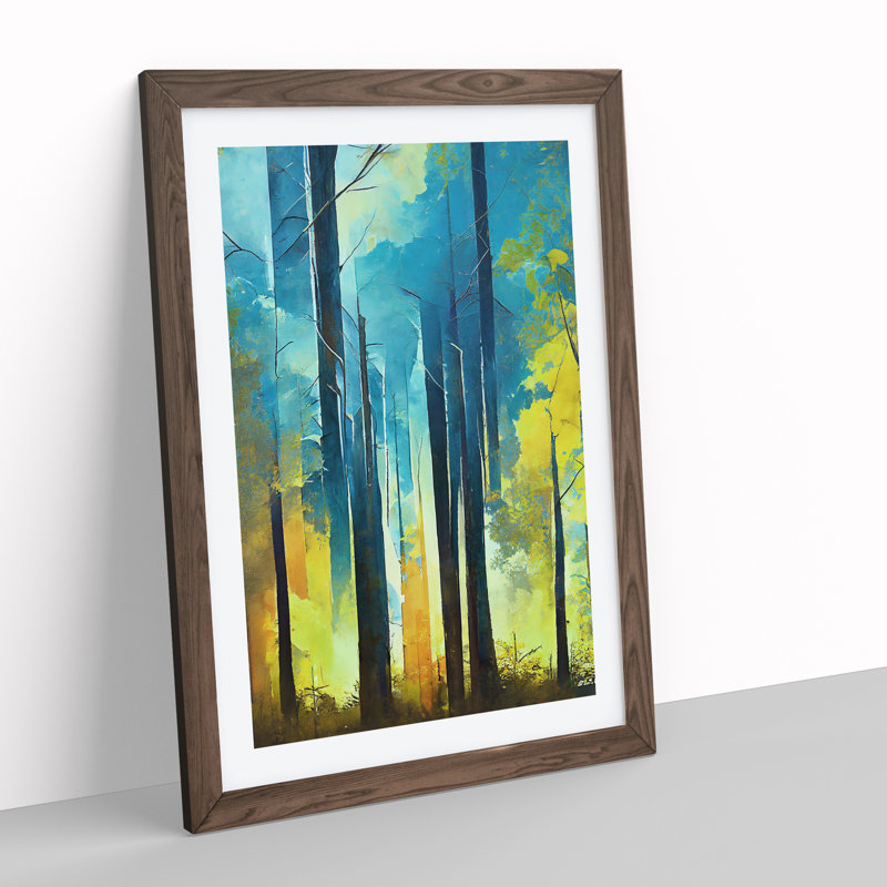 Forest In Abstract No.5 - Single Picture Frame Print, 64cm H x 46cm W, Walnut