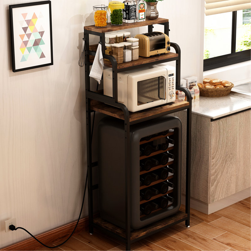 Mini armoire brune avec rangement, multi-usage dans divers espaces, rangement solide à 4 niveaux pour le bureau et la cuisine, trous réglables solides