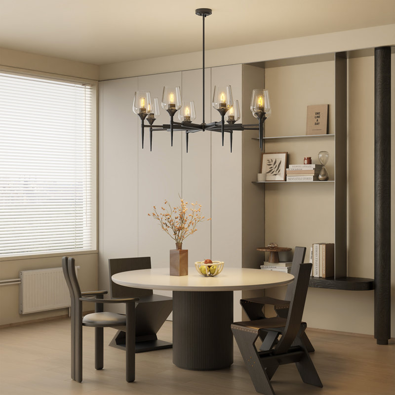 8 - Light Dimmable Classic Chandelier, Black