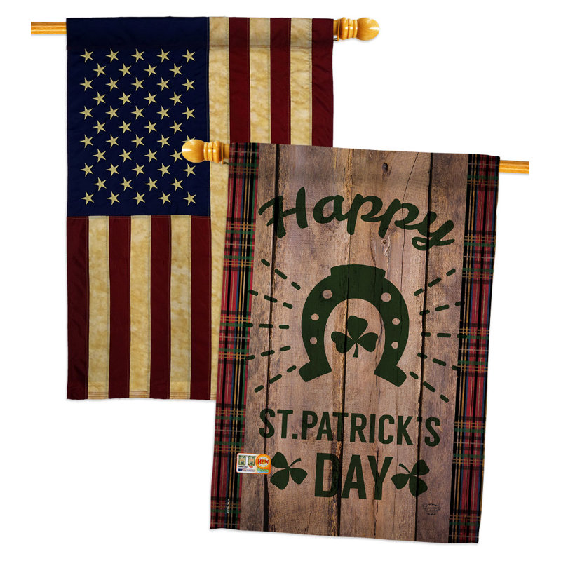 Drapeau de maison en polyester 3 faces 3 pi 3 po x 2 pi 3 pi Lucky St. Patrick's Day