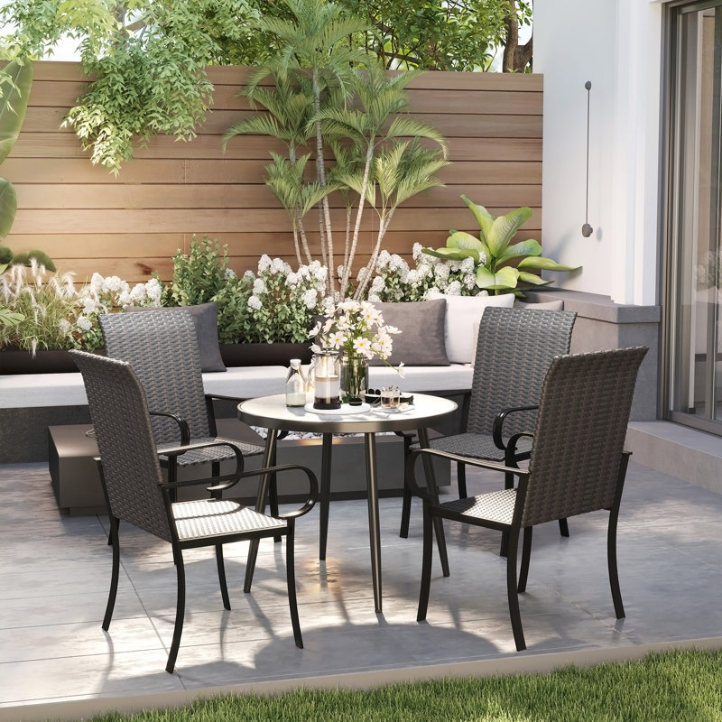 Ensemble de 4 chaises de salle à manger d'extérieur en osier Outsunny, Rotin