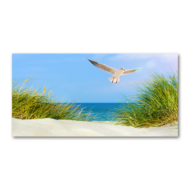 Seagull On The Beach - Wrapped Canvas Print