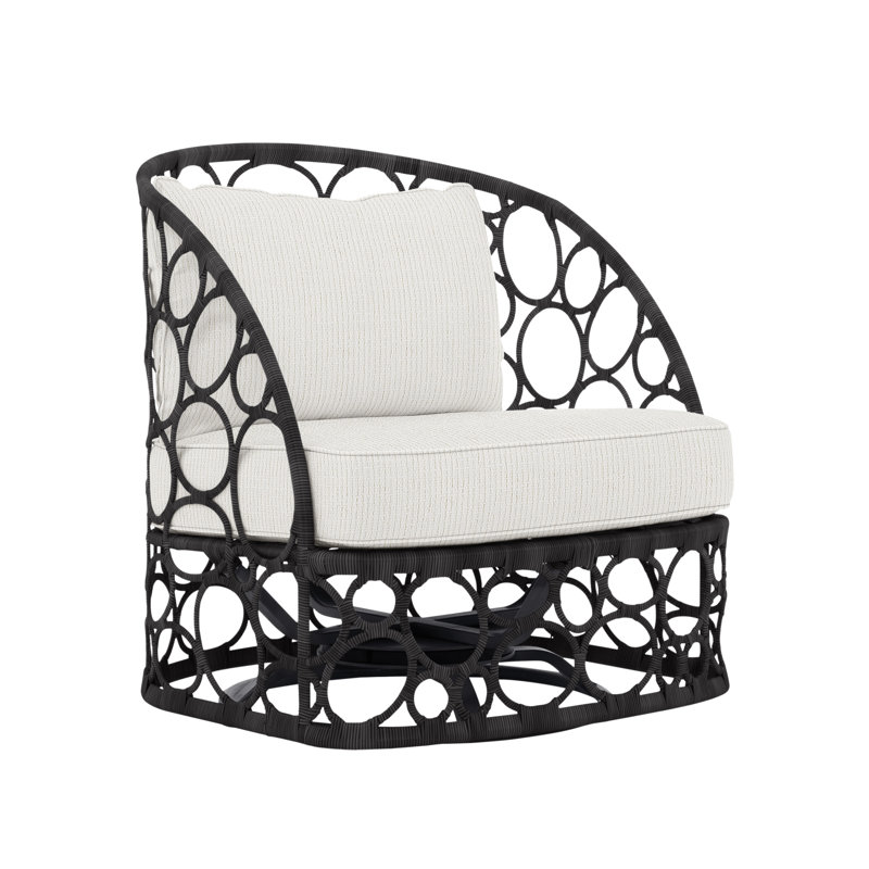 Bali Swivel Patio Chair with Cushions, Cream Outdoor Poly 6070-002, Lava
