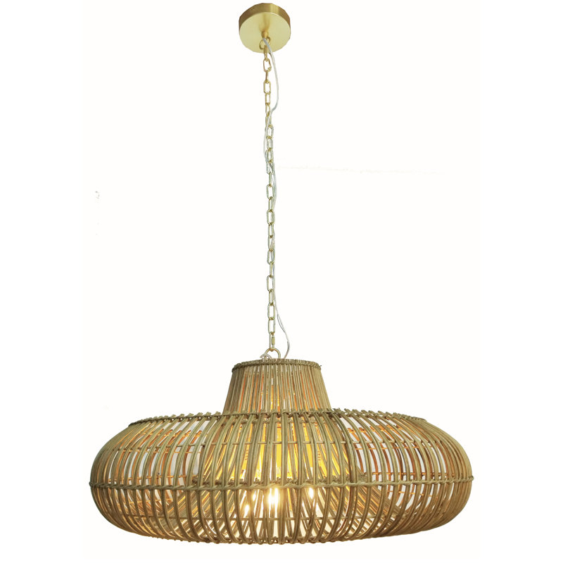 Handwoven Bamboo Pendant Light - Boho Natural Rattan Chandelier for Living Room/Dining Room/Bedroom (20"/28")