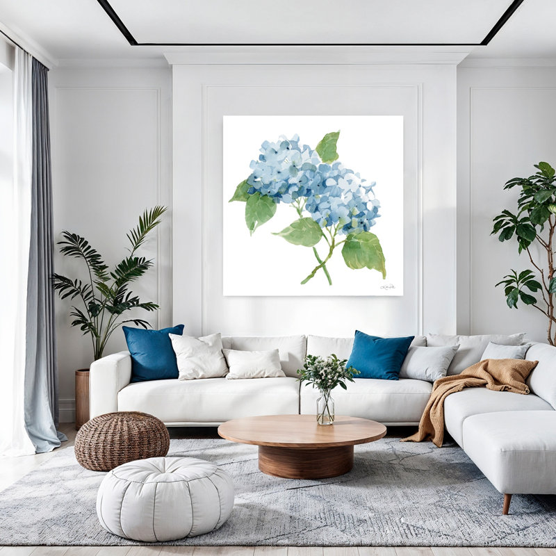 Hortensia bleu contemporain avec art floral bleu, H 48 po x l 48 po