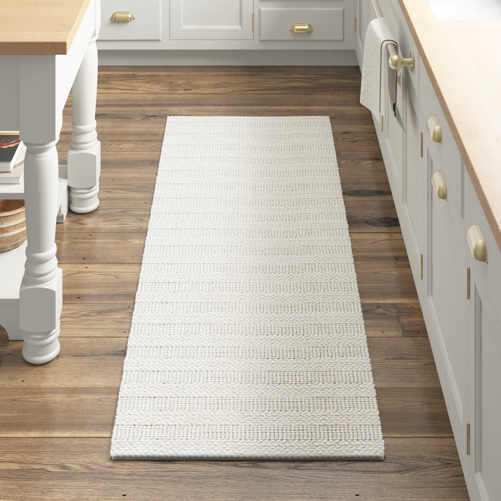Stanwick Bleached Hand-Woven Jute Rug, Runner 2'3" x 14'