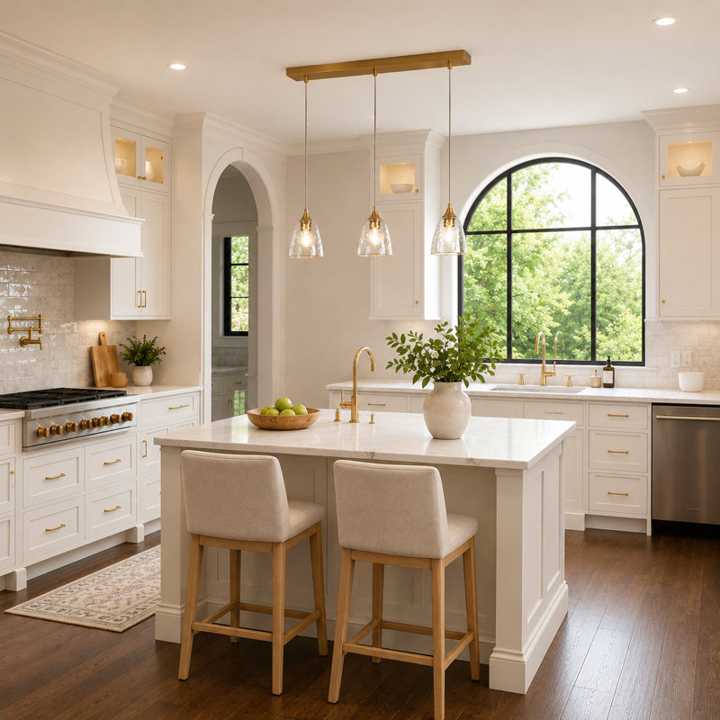 Amedeo 3 - Light 28.5'' W Textured Glass Dining Room Kitchen Island Pendant ETL Certified