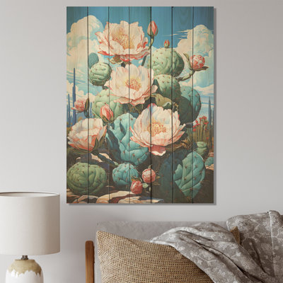 Cactus rose en fleurs au Nevada - Cactus floral sur bois