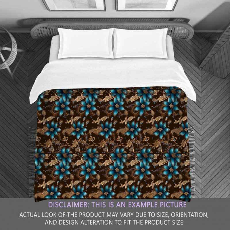 Machine Printed Comforter, King Comforter, Blue/Brown