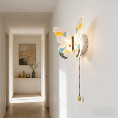 Modern And Elegant Butterfly-Shaped Wall Lamp, Artistic Decorative Wall Sconces,Tri-Color Light Bulb