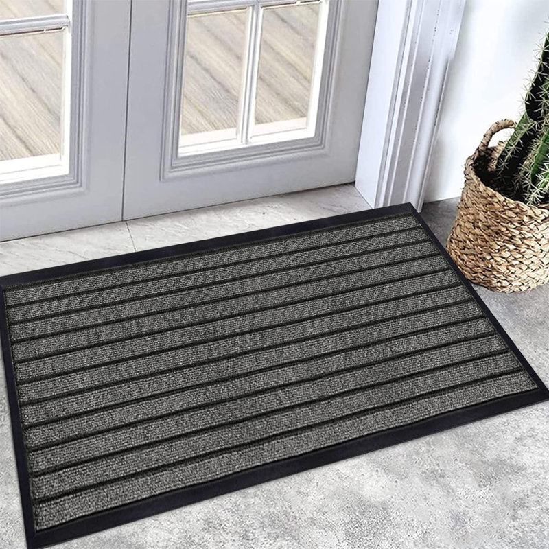 Aspire Homeware Non-Slip Indoor & Outdoor PVC Rubber Doormat, Reactangle (50cm W x 80cm L), Grey