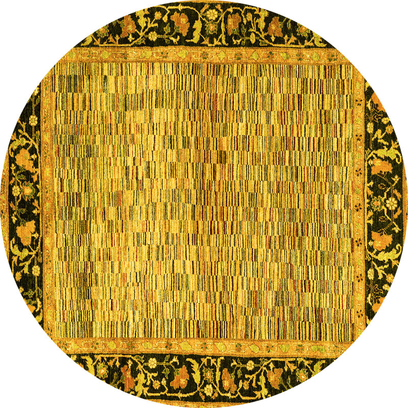 Tapis abstraits jaune 1830, Rond 8 pi