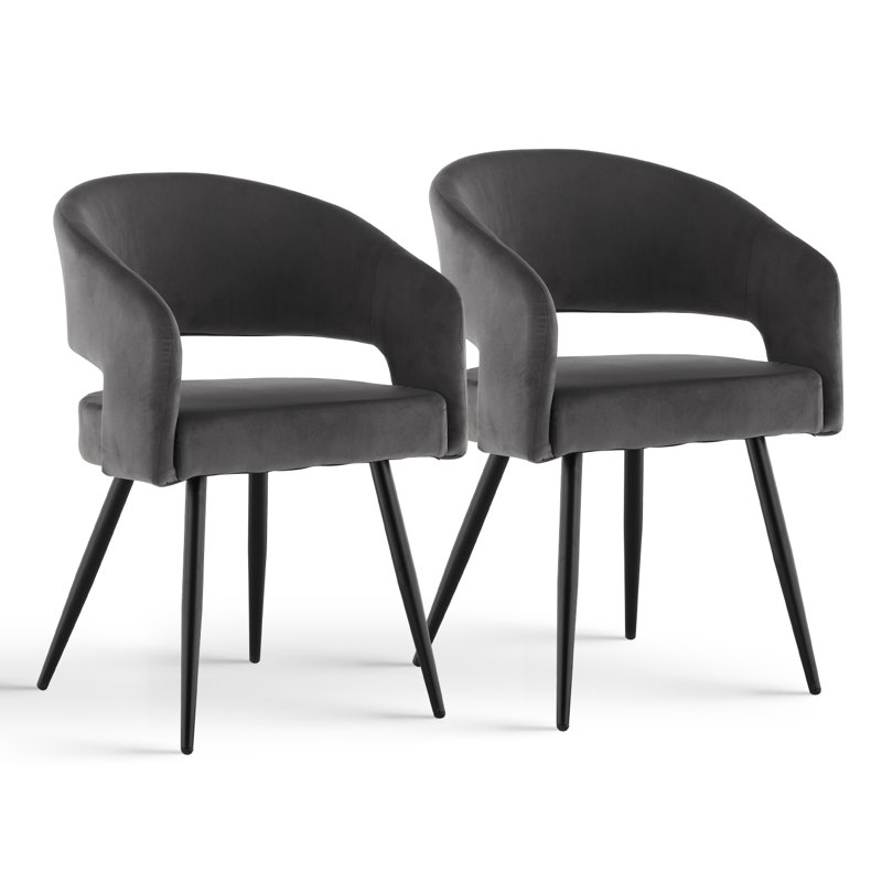 Rohit 43cm H Upholstered Metal Armchair, Dark Grey