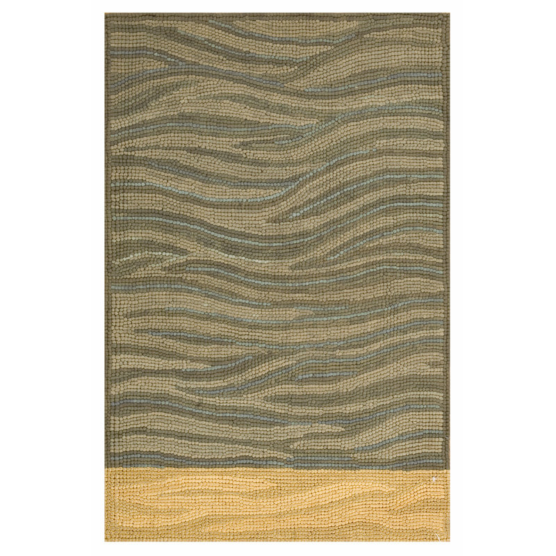 Tapis gris / brun en laine noué à la main de conception unique 6 pi x 9 pi