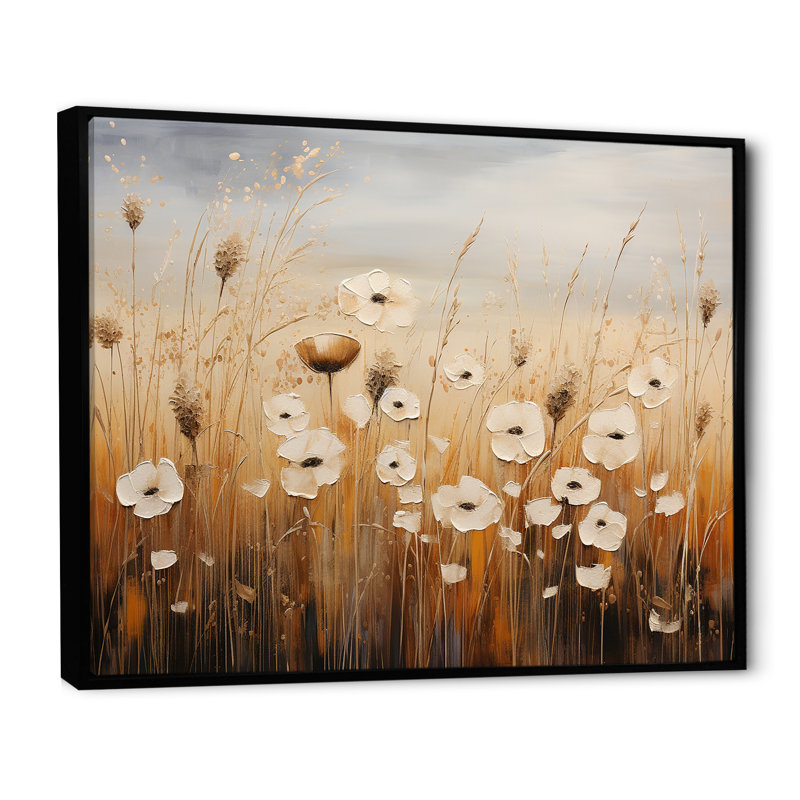 Minimalisme prairie magique I sur toile, H 34 po x l 44 po x P 1,5 po, Cadre flottant noir