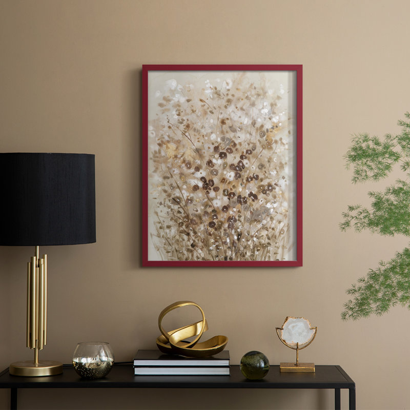 «Flourish I», reproduction encadrée - bois massif, Rouge, H 15 po x l 12 po