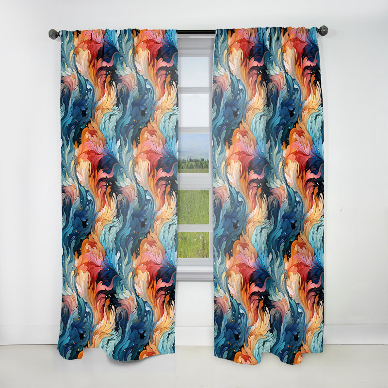 Motif cachemire artistique - rideau en velours glamour - obscurcissant - 1 panneau, L 52 po x L 95 po