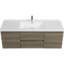 Meuble-lavabo flottant moderne avec lavabo à surface solide pour un rangement élégant dans la salle de bain