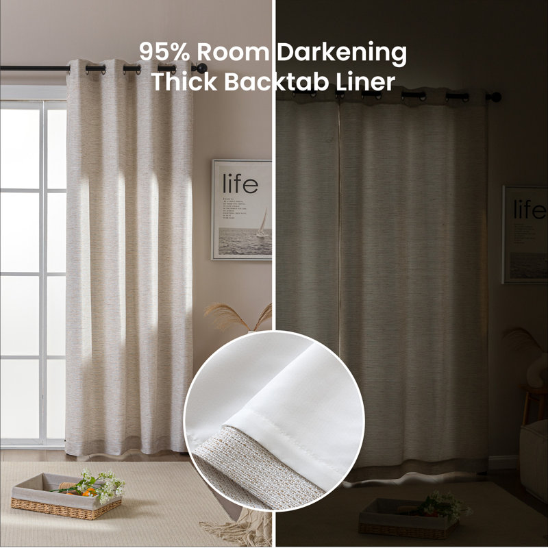  Blackout Curtains With Lining(Set of 2), 42" W x 84" L, Beige