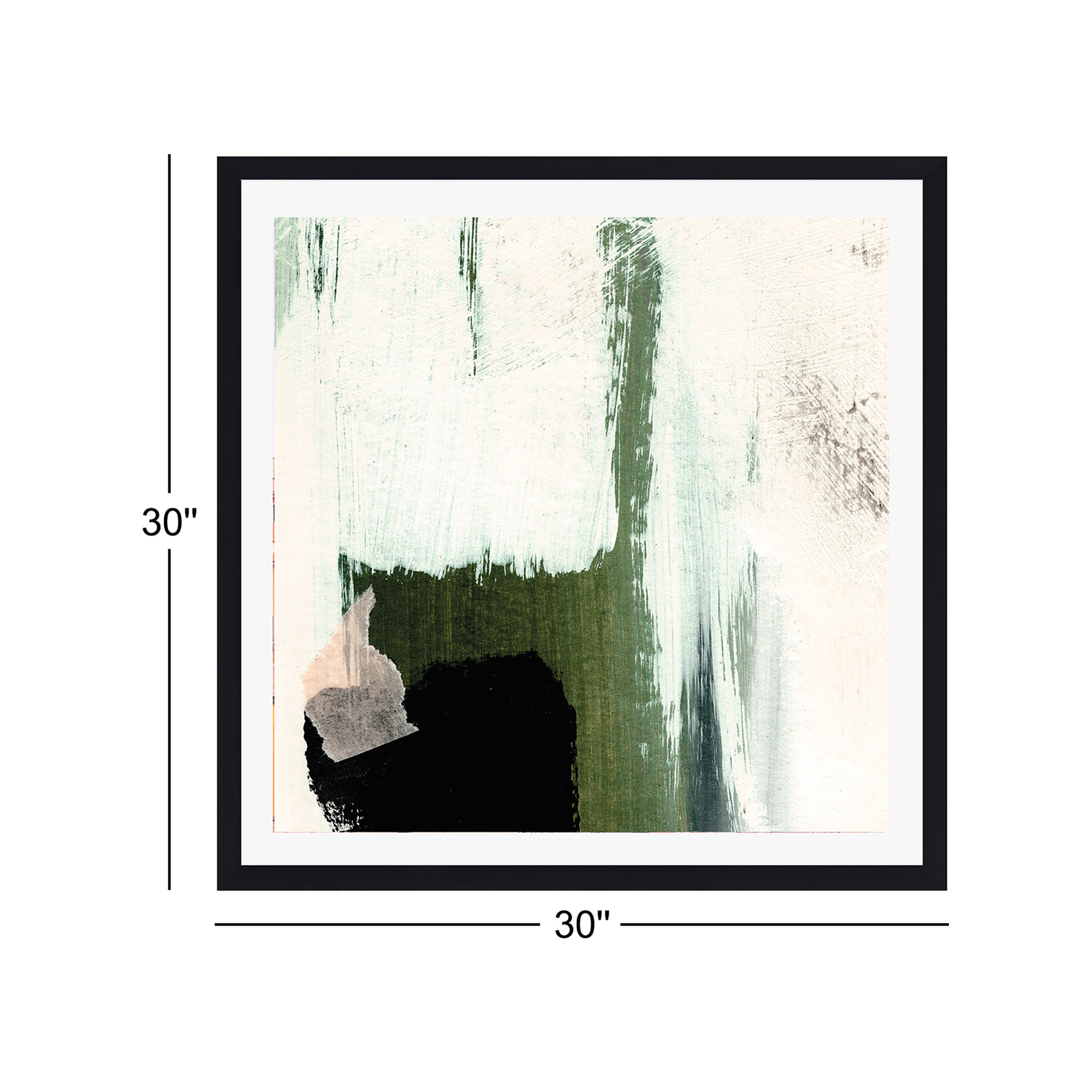 Abstract Minimal, Black Framed Canvas, No, 30" H x 30" W x 2" D