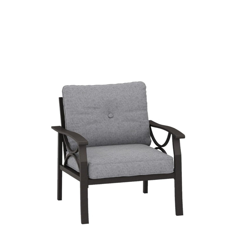 Ensemble de 2 fauteuils en métal toutes saisons, structure kaki avec coussins gris, Gris, Kaki