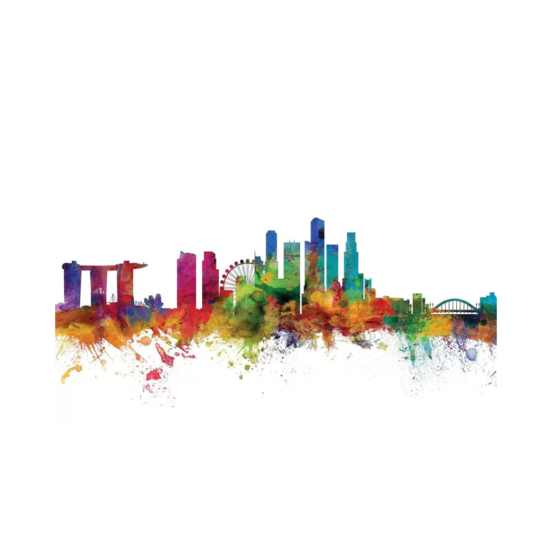 Singapore Skyline by Michael Tompsett - 1 Piece Wrapped Canvas Wall Art, 101.6 cm H x 66.04 cm W x 3.175 cm D