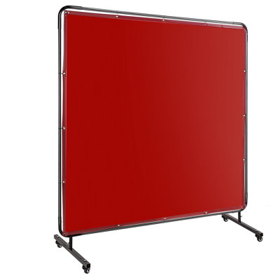 8 x 6.5 FT Vinyl Welding Screen with Frame, Flame-Resistant PVC Welding Curtain with Lockable Wheels