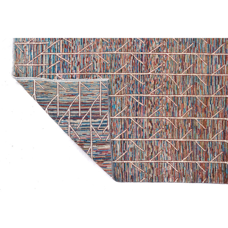High-Quality Hand-Knotted Navy And Red Area Rug