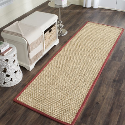 Debroh Natural / Red Fiber Seagrass Solid Color Rug