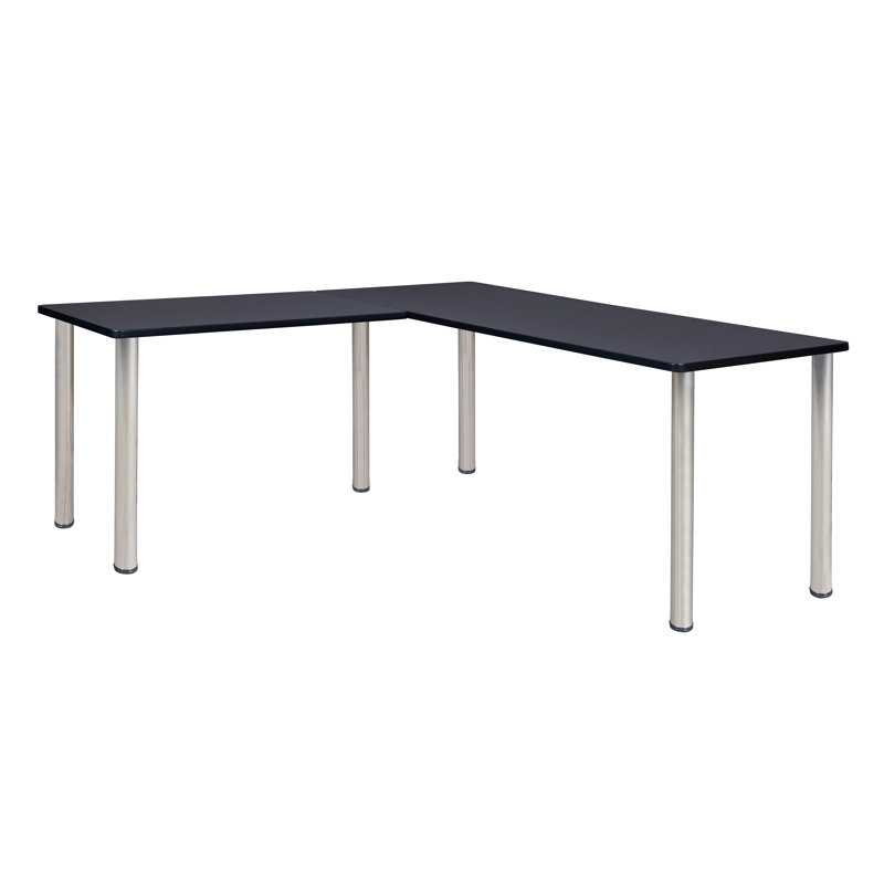 Plateau de bureau en L Kee, Gris / Chrome, H 29 po x l 60 po x P 66 po