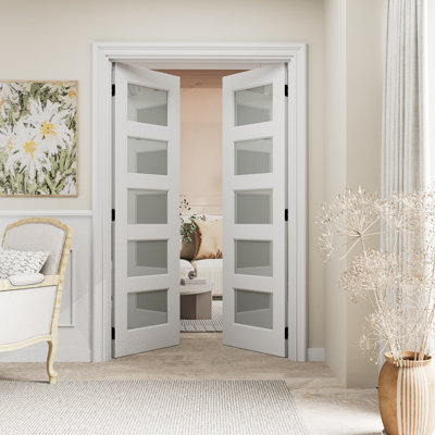 Intérieur double porte à dalle 80 / 96H 5 ’‘ 5-Lite