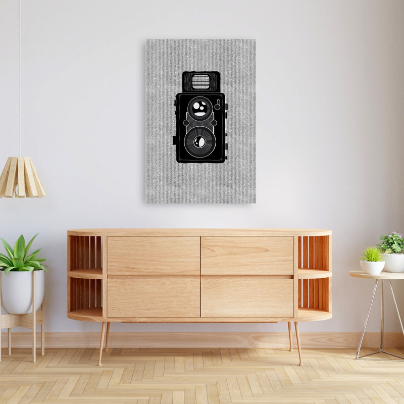 Appareil photo rétro, impression d'art mural rétro minimaliste classique, 48" H x 32" W