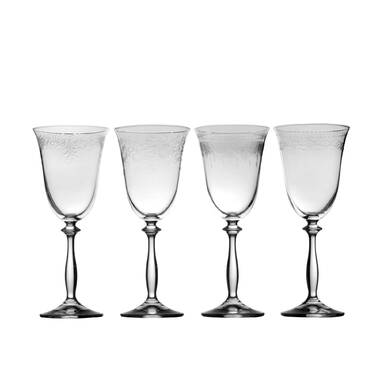 Lead Crystal Cut Glass Set of 5 Wine Glasses 6 1/8 24D 