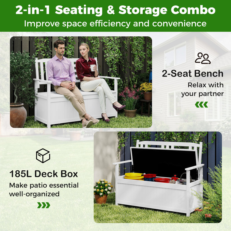 Solid Wood Outdoor Bench, White