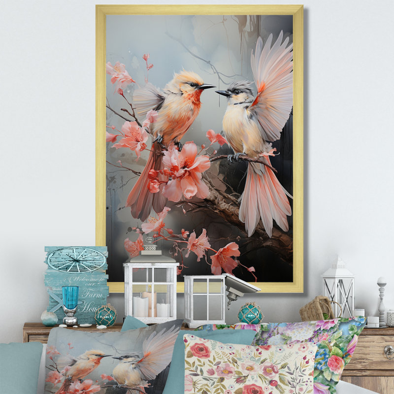 Reproduction d'art mural oiseau, Encadrement doré, H 32 po x l 24 po x P 1 po