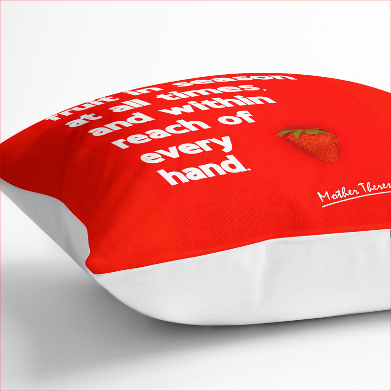 Love Is A Fruit Typography Square Throw Cushion, 40cm H x 40cm W x 15cm D, White